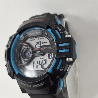 Reloj digital Armitron para hombre negro azul esfera grande 52MM 40-8421  Foto 1 de 4