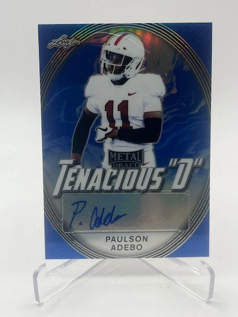 2021 LEAF METAL DRAFT PAULSON ADEBO RC AUTO TENACIOUS D BLUE #D 23/35 SP - Image 1 of 1