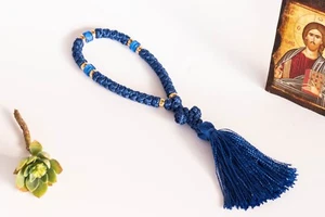 33 knots Blue Brojanica Orthodox Prayer Rope gift Eastern rosary Jesus Christmas - Picture 1 of 24