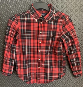 Boys Plaid Button Up Shirt, by Chaps, Size Medium (10/12), Red - Bild 1 von 4