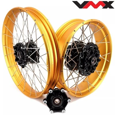 Ruedas tubeless VMX 2.15*21/4.25*18 para Yamaha Tenere 700 2019-2025 CNC llanta dorada Foto 1 de 4