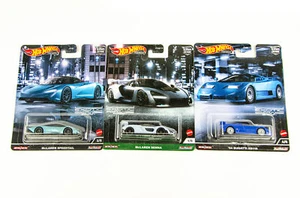 Hot Wheels Premium Lot of 3 Exotic Envy 94 Bugatti EB110 McLaren Senna Speedtail - Picture 1 of 5