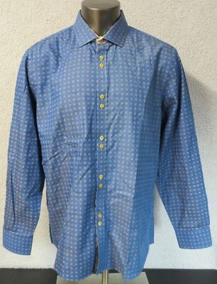 Camisa Para Hombres Coogi Luxe Manga Larga Botón Delantero Talla 2XL 18.5 19 Azul Geométrico Foto 1 de 4