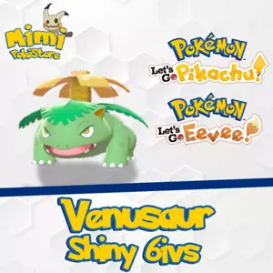 Venusaur Gold Bulbasaur Shiny 6IVs - Pokemon Let's GO Pikachu Eevee - Foto 1 di 1