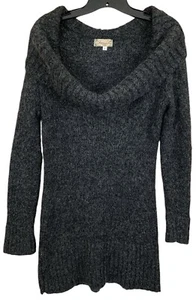 American Rag Cie Women’s Sz-S Dark Gray Wool Blend Sweater Off Shoulder -Tunic - Picture 1 of 4