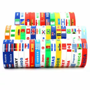 2pcs World Cup Country Flag Silicone Rubber Bracelet Sport Soccer Wristband Hot - Picture 1 of 47