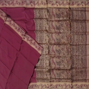 Vintage Granata Sari 100% Pura Seta Stampato Indiano 5.5m Decorazione Creazioni - Foto 1 di 6