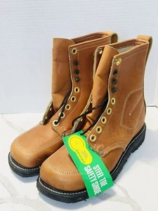 NOS Vtg RICO Work Boot Mens 7.5D Safety Steel Toe USA Biker Goodyear Logger Line - Picture 1 of 14