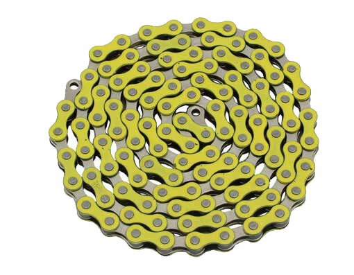 YELLOW/CP YBN Bicycle Single Speed Chain 1/2" x 1/8 x 112 Link Lowrider Cruiser  - Image 1 of 1