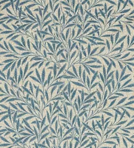WILLIAM MORRIS CURTAIN FABRIC Emery's Meadow 3.2 METRES WOAD BLUE LINEN BLEND - Picture 1 of 9