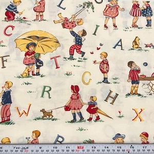 Vintage Alphabet for Michael Miller Cream Cotton Fabric Remnant 12" x 42" - Picture 1 of 2