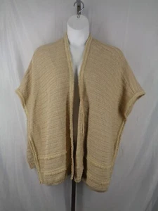 Chicos Gold Metallic Ruana Knit Poncho Cape Sweater Covering Size S/M New - Picture 1 of 11