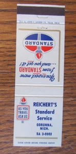 CUBIERTA DE LIBRO DE CERILLAS DE GASOLINERA ESTÁNDAR DE REICHERT: CORUÑA, MICHIGAN MATCHCOVER -B - Imagen 1 de 2