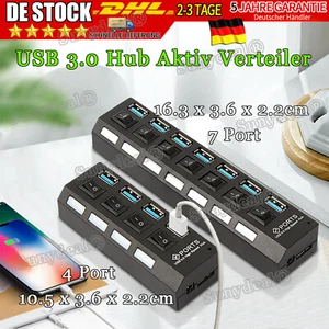 USB 3.0 Hub 4/7 Port Verteiler Splitter Adapter USB Ladekabel Für PC Smartphone - Bild 1 von 14