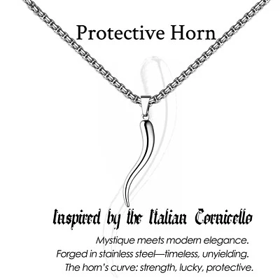 18K Gold Plated Italian Horn Amulet Pendant Necklace Jewelry Gift For Men Womens - Image 1 of 4