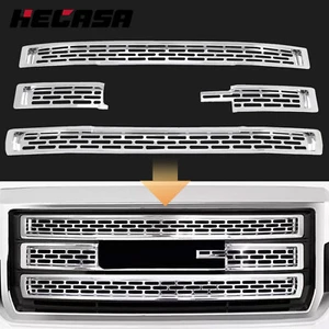 HECASA For GMC Sierra 1500 14-15 Chrome ABS Grille Insert Overlay Trim 4 Piece - Picture 1 of 16