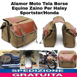 Alamor Moto Tela Borse Equine Zaino Per Haley Sportster/Honda - Foto 1 di 17