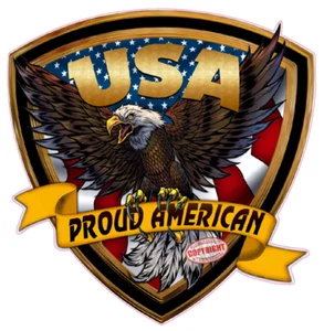 USA American flag crest with eagle proud American decal sticker - Picture 1 of 7