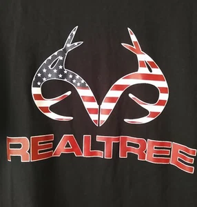 Realtree Deer Antlers Logo American Flag Patriotic T Shirt Black Size L - Picture 1 of 3