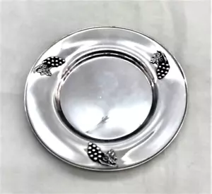 PIATTINO TAZZA KIDDUSH FATTO A MANO ARGENTO STERLING UVA 3D DISEGNI - Foto 1 di 6