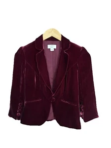 Burgunderrot Seide Velours Samt Jacke Damen Tween 00P Urlaub dunkle Fee Goth sehr guter Zustand - Bild 1 von 15