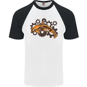 A Steampunk Dolphin Mens S/S Baseball T-Shirt - Picture 1 of 8