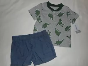 CARTERS 2 PIECE DINOSAUR SHORT SET- INFANT BABY BOY CLOTHES SIZE 6 MONTHS - NEW - Picture 1 of 4