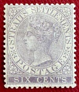 Malaya Straits Settlements 1883-91 QV 6c CA Lilac MLH SG#66 M5471 - Picture 1 of 3