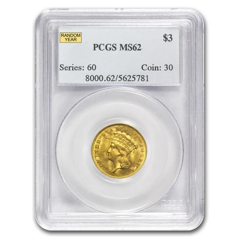$3 Gold Princess MS-62 NGC/PCGS - Random Year - SKU #23214 Cover