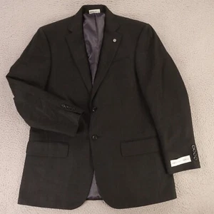 Geoffrey Beene Jacket M Charcoal Gray Subtle Check Polyester Blazer 42R NEW $250 - Picture 1 of 18
