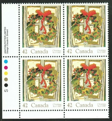 Canadá sc#1149 Navidad 1987: Holly Wreath, LL bloque de impresión, como nuevo-nuevo Foto 1 de 2