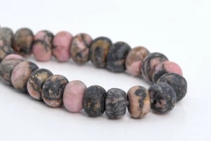 6x4MM Natural Matte Rhodonite Beads Grade AAA Rondelle Gemstone Loose Beads 7.5" - Picture 1 of 3
