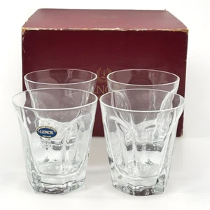 Lenox Bar Crystal Antique Clear Double on the Rocks Whiskey Glasses 4 Set USA - Picture 1 of 16