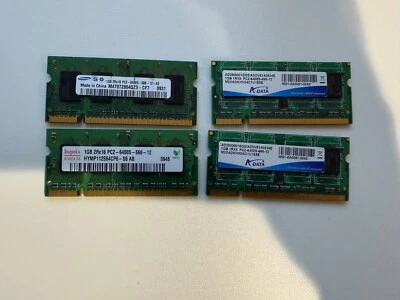 Lot of 4 ADATA Samsung Hynix 1GB RAM PC2-6400S SODIMM - Image 1 of 2
