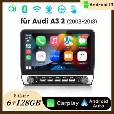 Für AUDI A3 8P 03-2013 Android14 Carplay Autoradio GPS Nav WIFI BT SWC DAB+ 128G - Bild 1 von 4