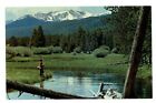 Jackson Montana Miner's Creek Fishing Creel Mountain Snowcapped Unused Postcard