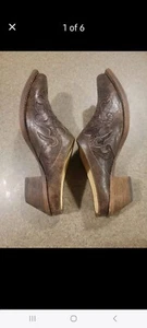 CORRAL Boots/Mules Women’s 9.5 Mules Brown Tooled Leather.Very Gently Worn. - Picture 1 of 6
