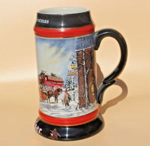CS167 1992 Anheuser Busch Budweiser Bud Holiday Christmas Beer Stein Clydesdales - Picture 1 of 6