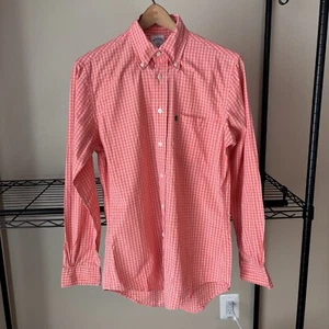 Brooks Brothers Shirt Mens Pink Plaid The Original Polo 346 Slim Fit Small - Picture 1 of 9