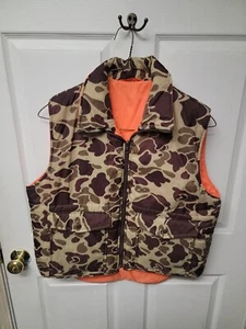 Vtg Winchester Reversible Vest Mens Size M Blaze Orange / Duck Camo Hunting - Picture 1 of 9