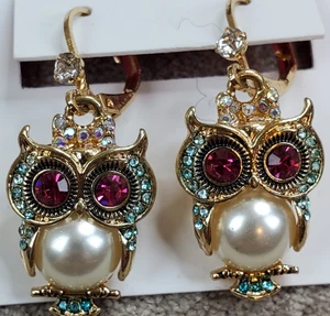 Betsey Johnson Pearl Critters Eule Ohrhänger - Bild 1 von 6