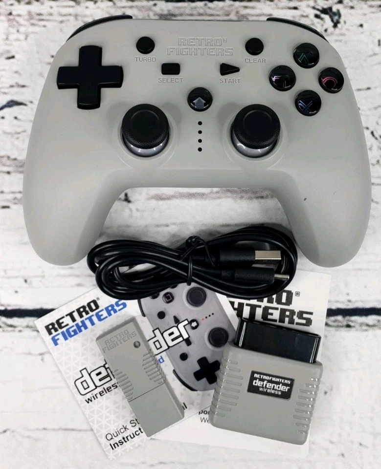 Retro Fighters Defender Wireless Gamepad Controller PS1 PS2 PS3 - Grey - Image 1 of 4