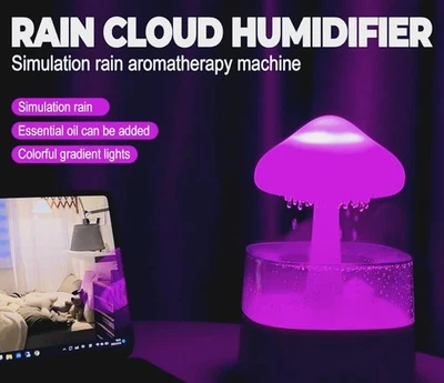 Desktop Rain Cloud Humidifier Relaxing Aromatic Lamp Rain Sound USB Diffuser New - Image 1 of 4