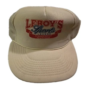 Vintage attraktive Kopfbedeckung Leroy's Sport Lounge Druckknopflasche Seilschnabel Truckermütze  - Bild 1 von 6