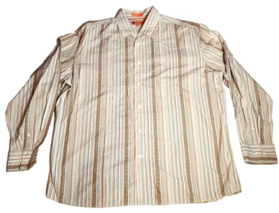 Camisa de vestir Faconnable para hombre talla XL floral a rayas con botones manga larga algodón Foto 1 de 4