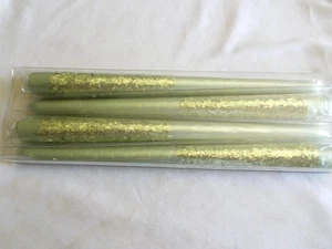 SET OF 4 NEW SILVER W/SPARKLES TAPER CANDLES 10" - Picture 1 of 3