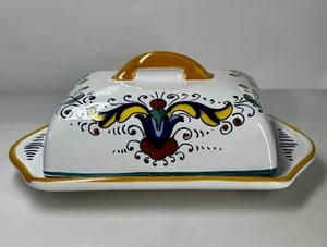 Nova Deruta Sur La table Hand Painted Italy White Floral Butter Dish - Picture 1 of 10