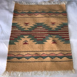 Vintage Native American Hand-Woven Wool Table Topper Southwest Placemat 20"x16" - Picture 1 of 9