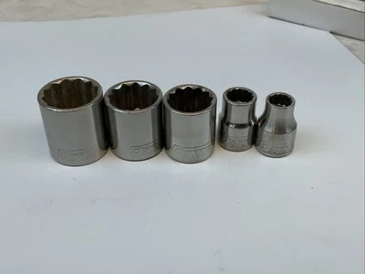 ALLEN 5pc 3/8 Drive 12pt SAE Sockets, 5/16min. - 3/4max., USA - Gray - Image 1 of 4