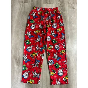 Looney Tunes Christmas Pajama Pants, Youth Medium, red with Bugs Bunny, Daffy - Picture 1 of 5